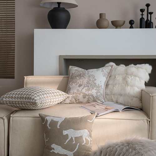 Croker Horse Throw Pillow Covers - Luxury White Beige Embroidery Pine Tree | 20x20 Inches for Sofa & Bedroom