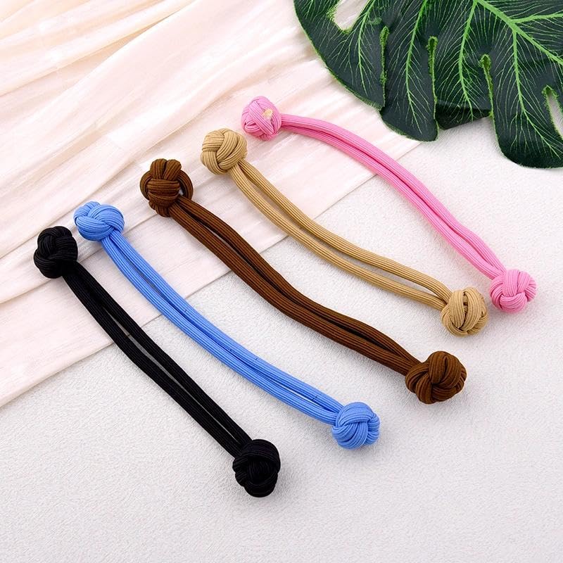 Chinese Knot Hair Ties 5 PCS Elastics Bands for Thick Long Hair