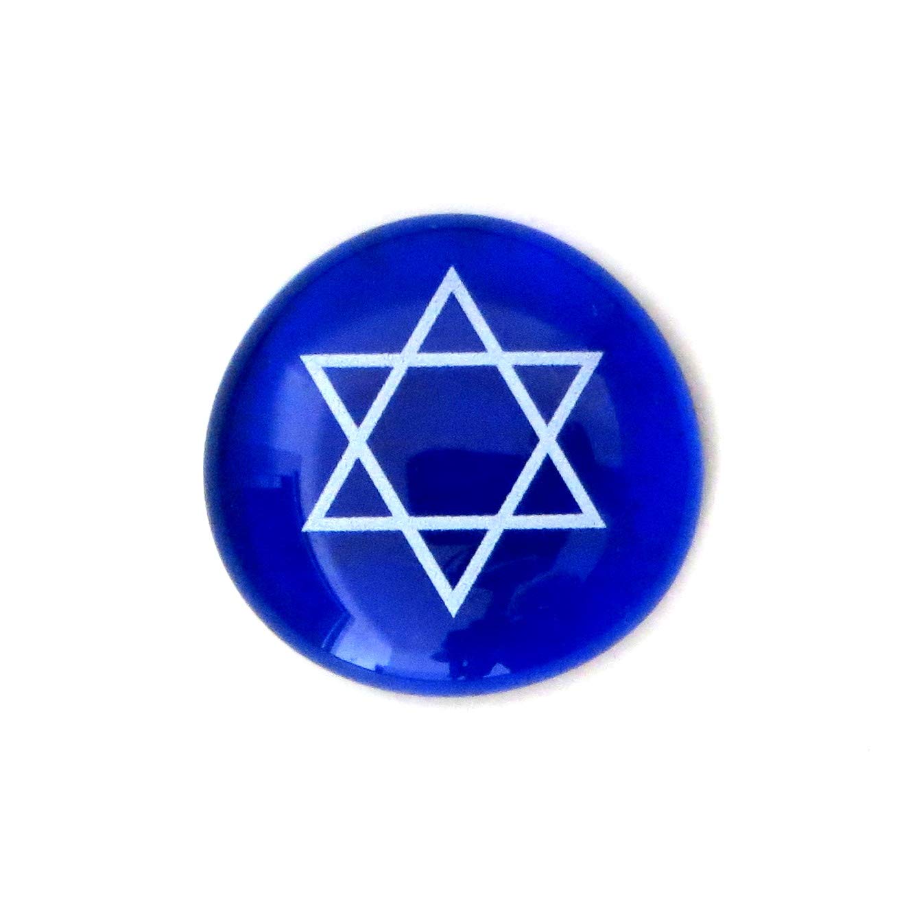 Lifeforce Glass Judaica Glass Stones: Chai, Star of David, Hamsa, Mazel Tov and Shalom on Shades of Blue, Set of 24