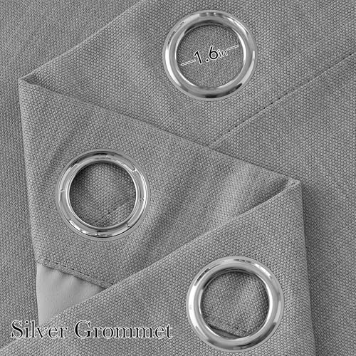 NICETOWN Light Grey Faux Linen Blackout Curtains - 63 Inch, 2 Panels