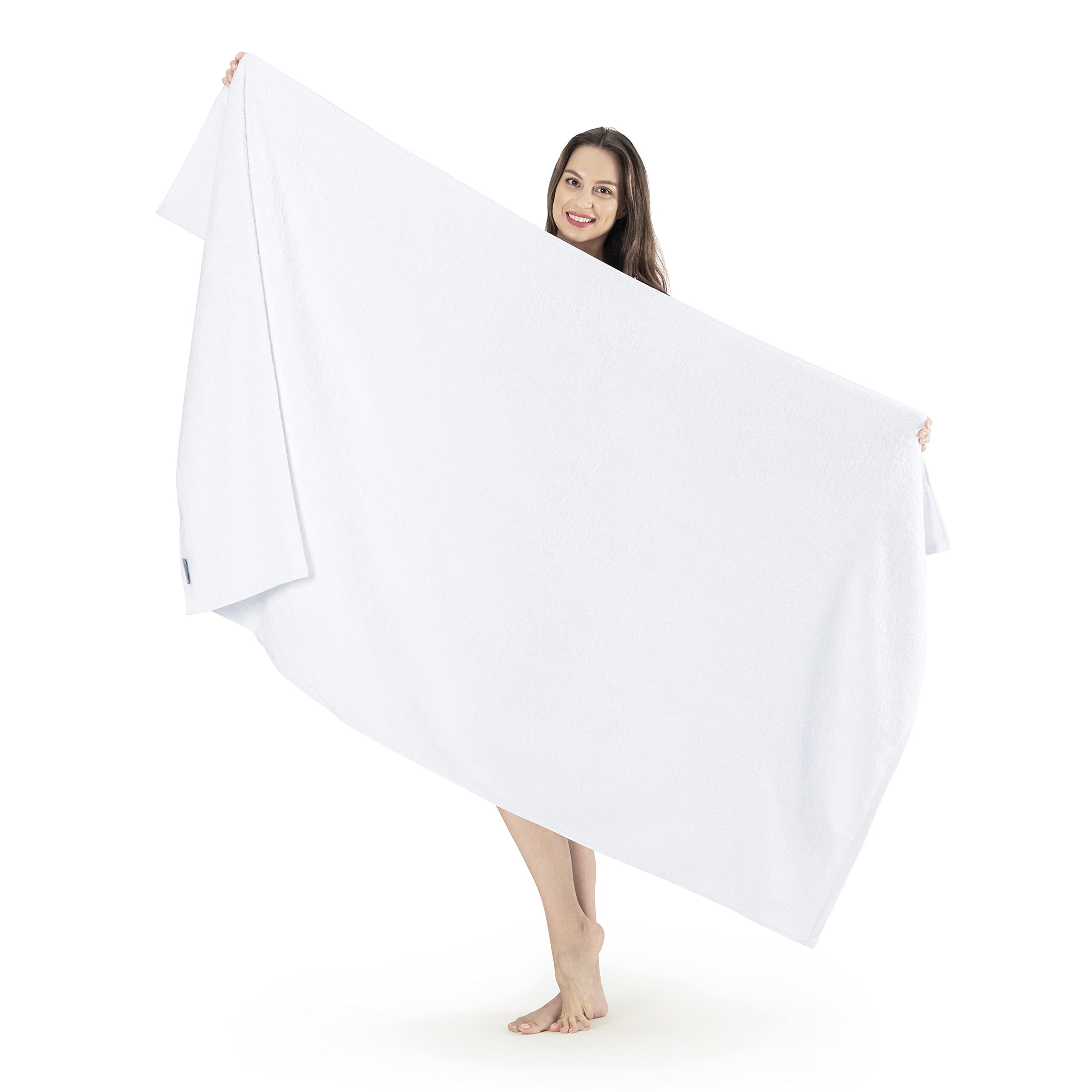 NINE WEST Oversized Luxury Terry Bath Sheet, Soft & Plush 40x80 Inch Extra Large Jumbo Bath Towels, 100% Turkish Cotton (White)