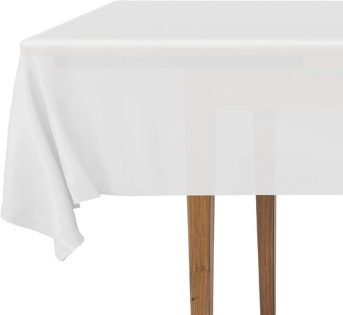 DecorRack Rectangular Tablecloths - BPA-Free Plastic, 54 x 108 Inch | Disposable & Reusable, White (2 Pack)