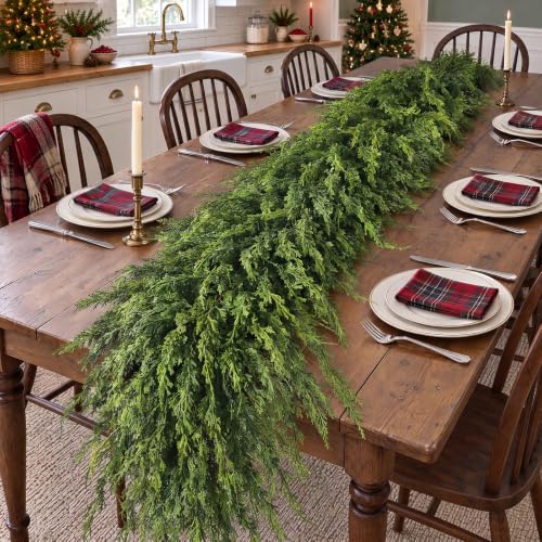 9FT Artificial Cedar Pine Garland for Mantle & Home Decor - Lush & Weatherproof