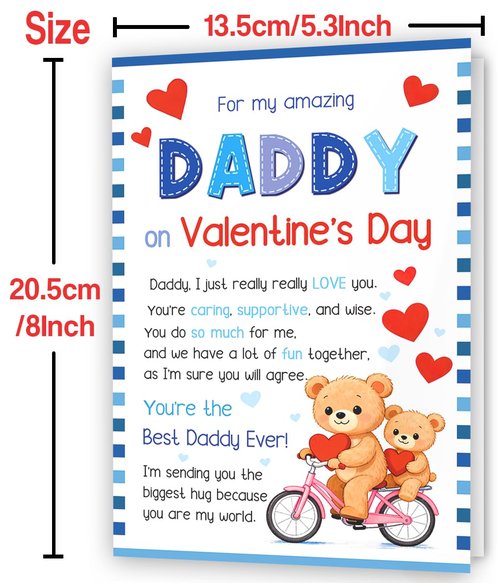 Hongshan Valentine's Day Card for Dad,Lovely Valentine's Day Gifts for Father from Daughter Son,Cute Vday Gift Decoration