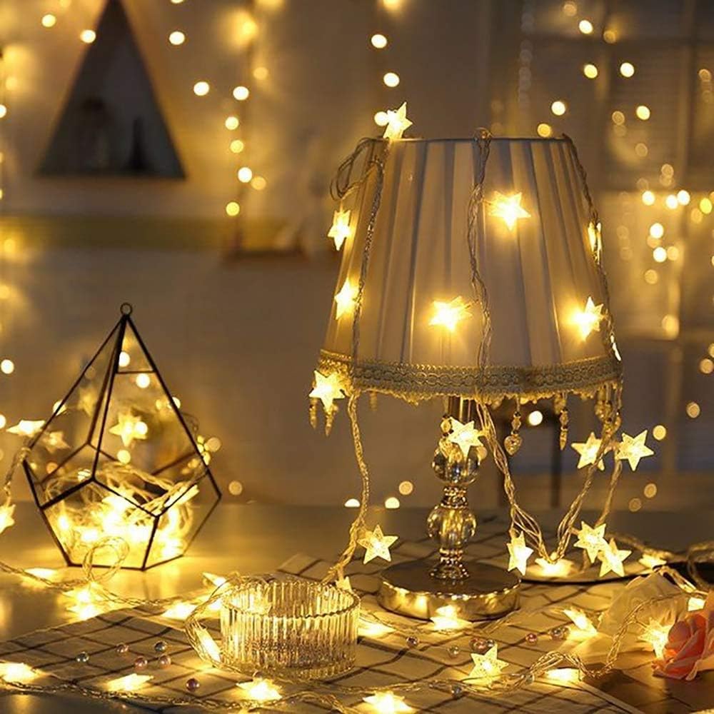 WFGGEH Star String Lights - 10ft 20 LED Warm White Fairy Lights for Party, Wedding & Home Decor
