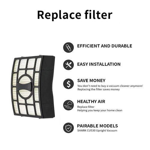 JYAILIFES CU530 Filter Replacement for Shark CU530 Lift-Away XL Upright Vacuum 2 Filters+4 Foam Felt Filters