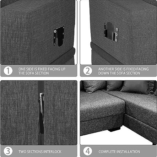 Universal Sofa Interlocking Brackets 6 Pack - Furniture Connectors with Screws