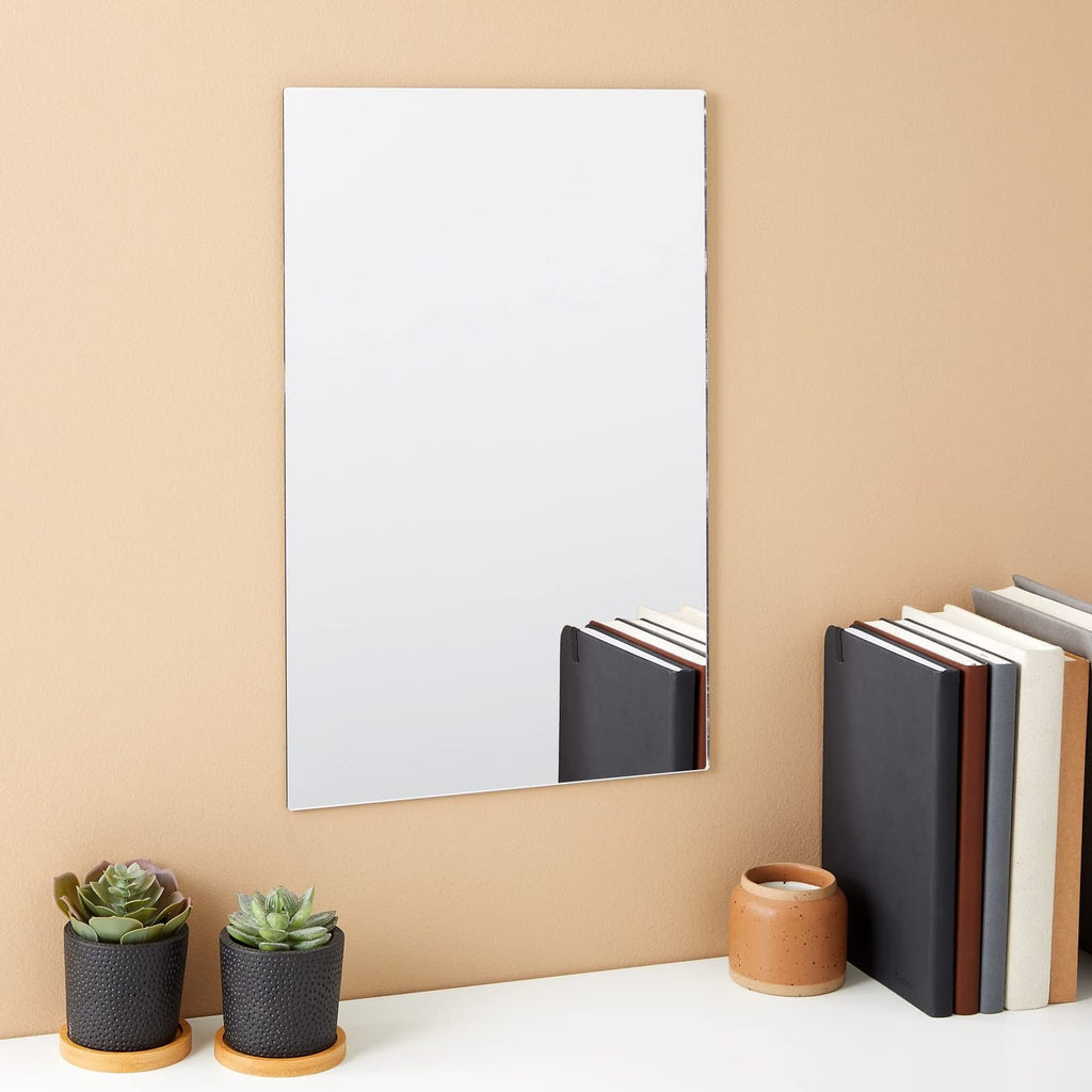 Bright Creations Acrylic Mirrors for Wall - 17 x 11 in, 2 Pack, Clear, Modern - Shatterproof Frameless Mirror Tiles - Bathroom, Bedroom, Kitchen & Home Gym