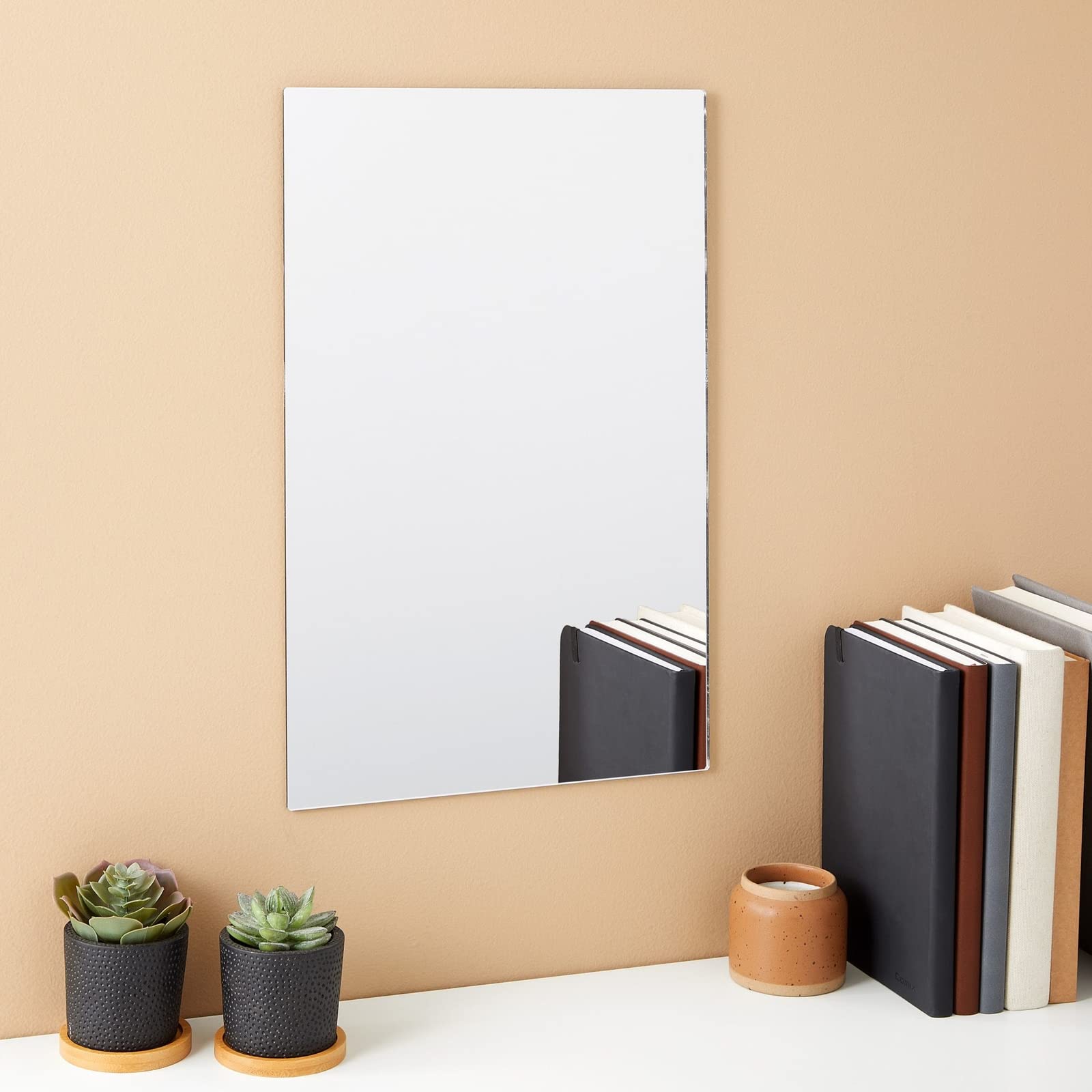 Bright Creations Acrylic Mirrors for Wall - 17 x 11 in, 2 Pack, Clear, Modern - Shatterproof Frameless Mirror Tiles - Bathroom, Bedroom, Kitchen & Home Gym