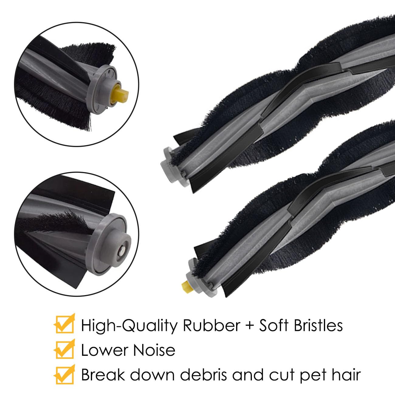 MZY LLC 3 Pack Replacement Rubber Roller Brushes for Ecovacs Deebot X1 Omni/ X1 PRO Omni/ X1 Plus/ T10 Omni/ T10 Turbo Vacuum Cleaner Accessories