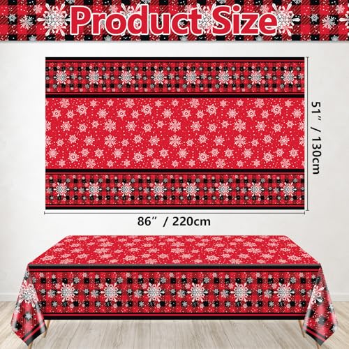 Buffalo Plaid Christmas Tablecloths - 4 Pack, 86x51 Inch
