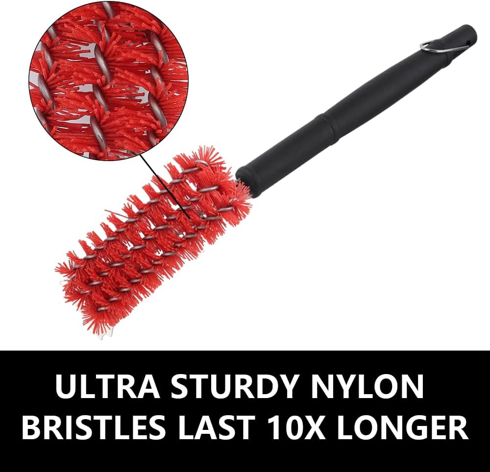 XSUPER Nylon Grill Brush - 3-in-1 BBQ Cleaning Tool with Scraper | 18" Universal Fit for Perfect Grilling