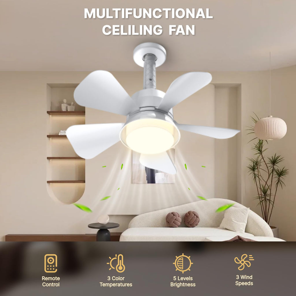 LITLISFlY White Ceiling Fan with LED Lights, 5-Level Dimmable Light, Low Profile Flush Mount Fan, Quiet Operation, Remote Control, 3CCT, Perfect for Bedroom, Kitchen & Patio