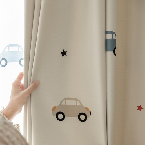 KMSG Cartoon Car Printed Blackout Curtains for Kids Room Nursery Privacy Room Darkening Drapes for Childrens Bedroom Living Room Grommet Top Thermal Insulated Window Treatment 1 Panel W42 x L63 Inch