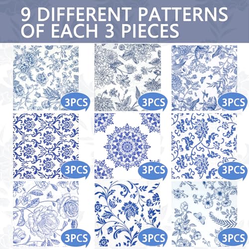 Assorted Floral Decoupage Napkins - 27 Pack for DIY Crafting