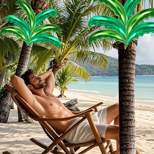 YOTHORN 12 Pcs Hawaiian Palm Tree Leaf Balloons for Tropical Party Decorations
