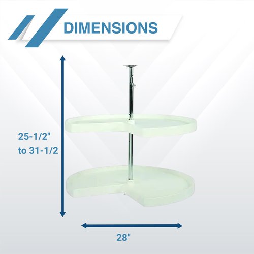 Knape & Vogt Corner Cabinet Lazy Susan, 2-Tier Lazy Susan for Cabinet, 28 in. 360º Turntable for Kitchen Cabinets, White