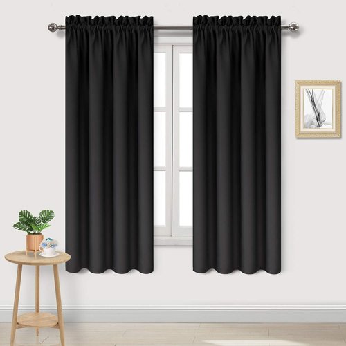 DWCN Blackout Curtains - Thermal Insulated & Noise Reducing | Black, 42" W x 63" L, Set of 2 Panels