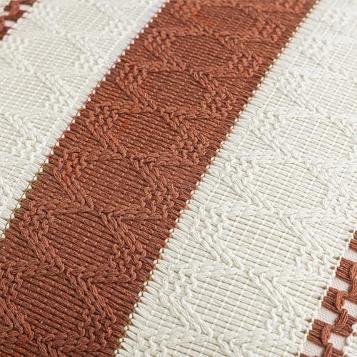 Boho Decorative Throw Pillow Covers Set of 2 - 20x12 Cotton Linen