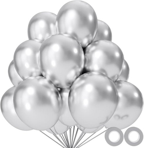 110pcs Black & Metallic Silver Latex Balloons - 12 Inch Perfect for Birthday Parties & Baby Showers