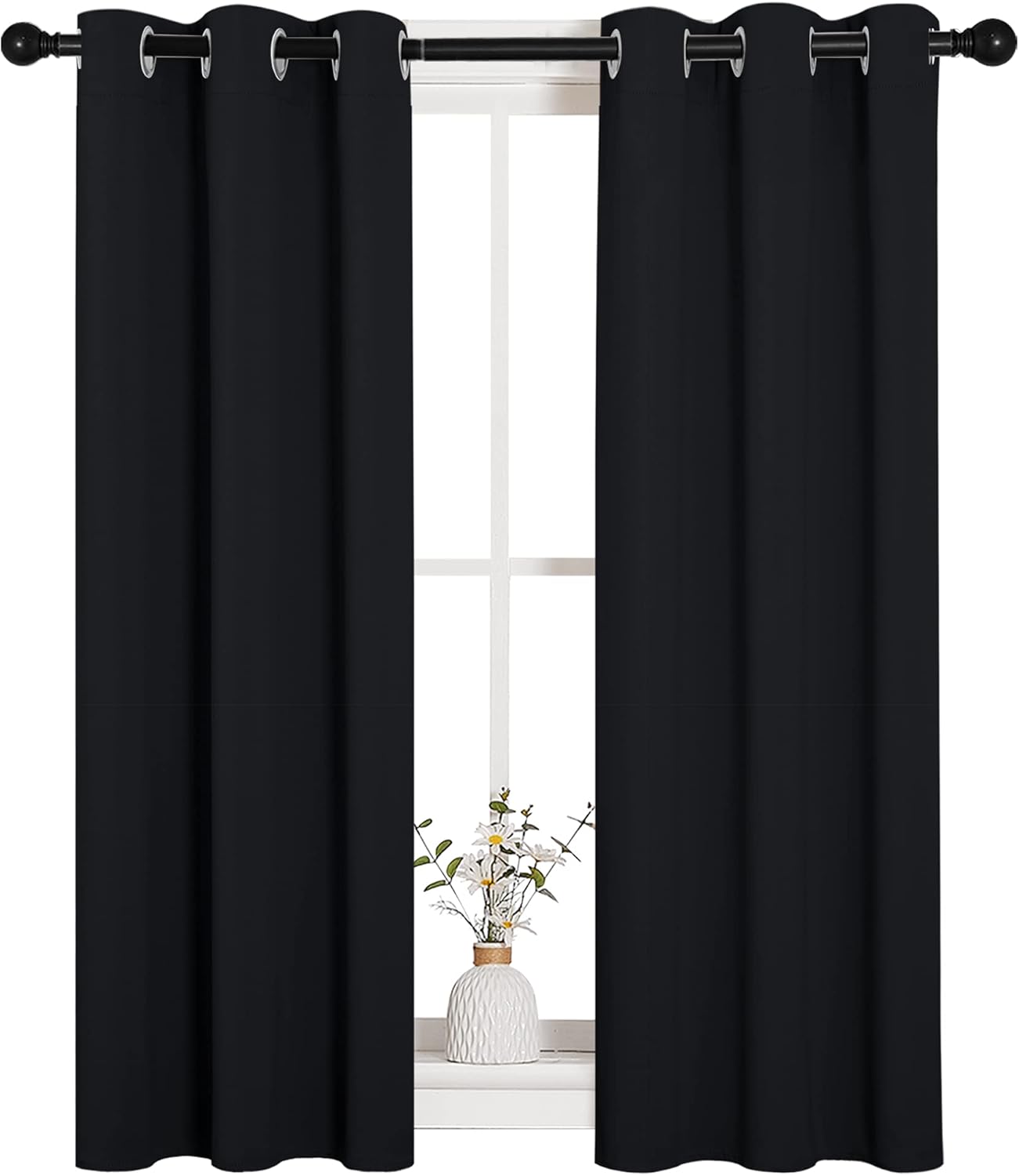 NICETOWN Blackout Curtains - Thermal Insulated Drapes for Windows | 2 Panels, 29" x 40", Black