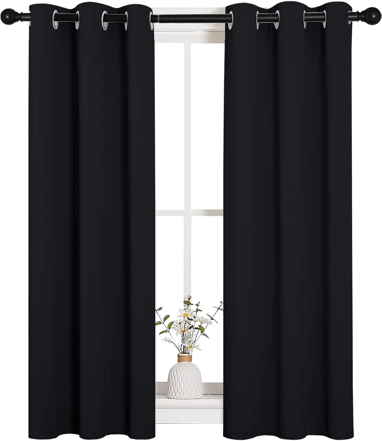 NICETOWN Blackout Curtains - Thermal Insulated Drapery Panels for Living Room | 2 Panels, 29" x 45", Black