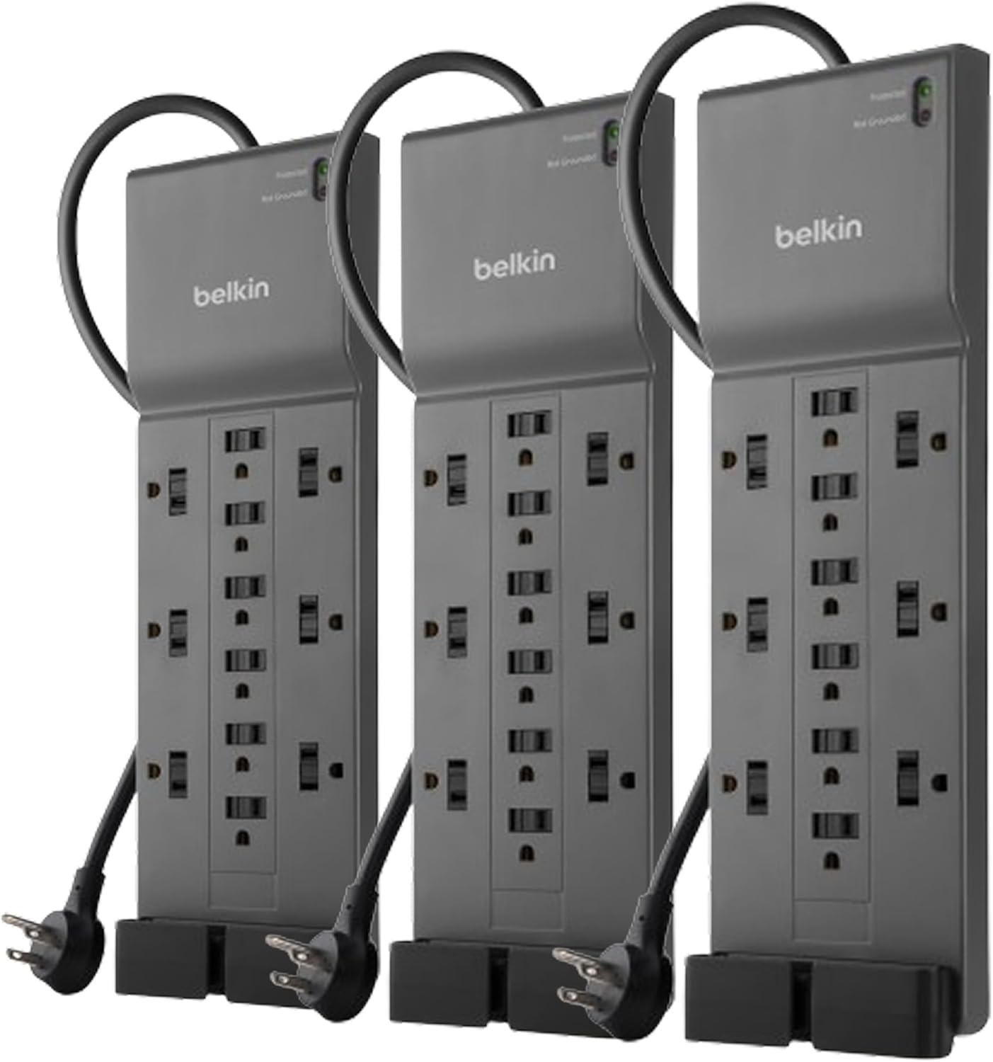 Belkin 12-Outlet Surge Protector Power Strip - 12 AC Outlets, 8ft Flat Plug, 3,940 Joules Protection for Home & Office