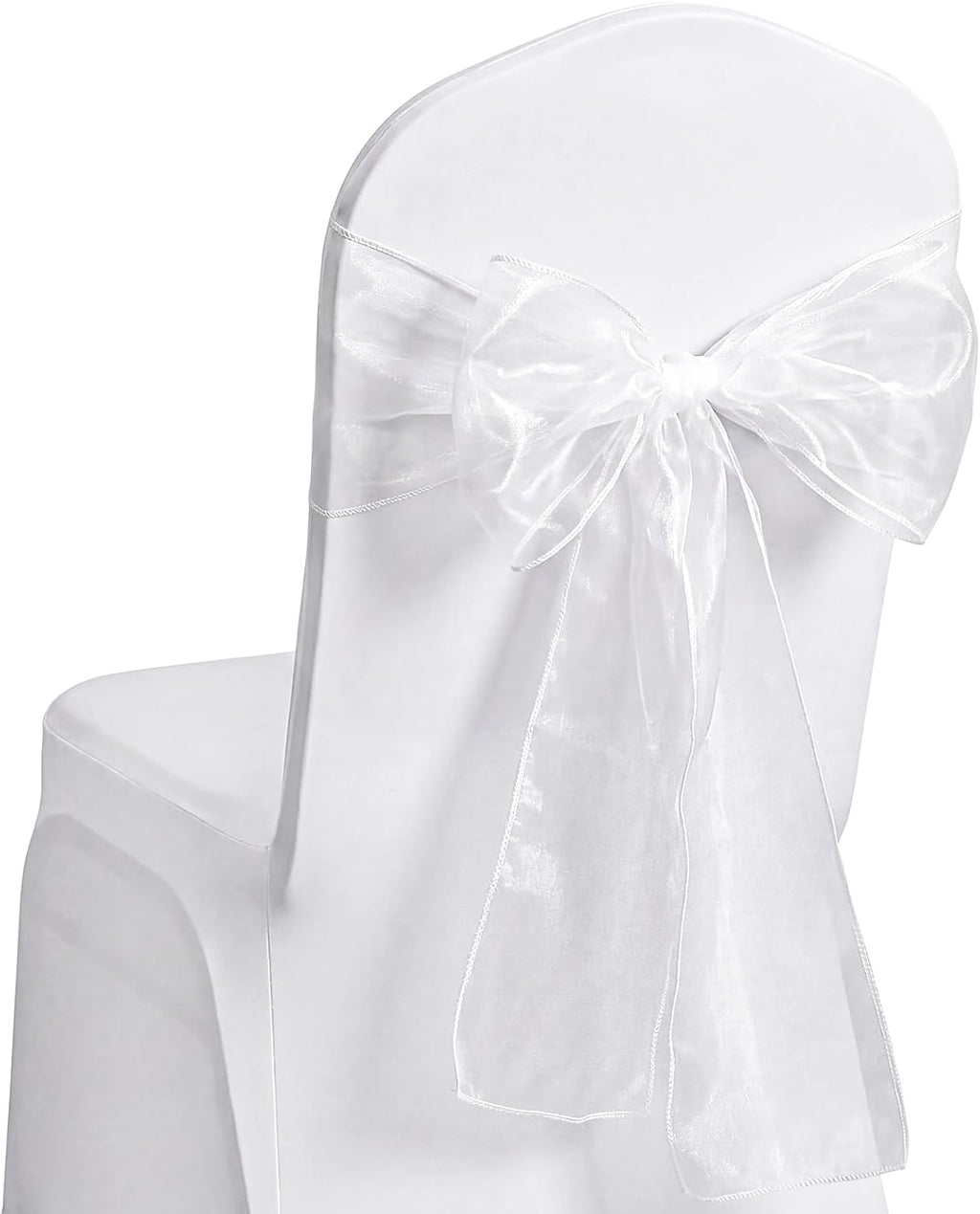 Tosnail Organza Chair Sashes - 30 Pack Tulle Bow Ties for Weddings & Parties | 108 x 6.7 Inches, White