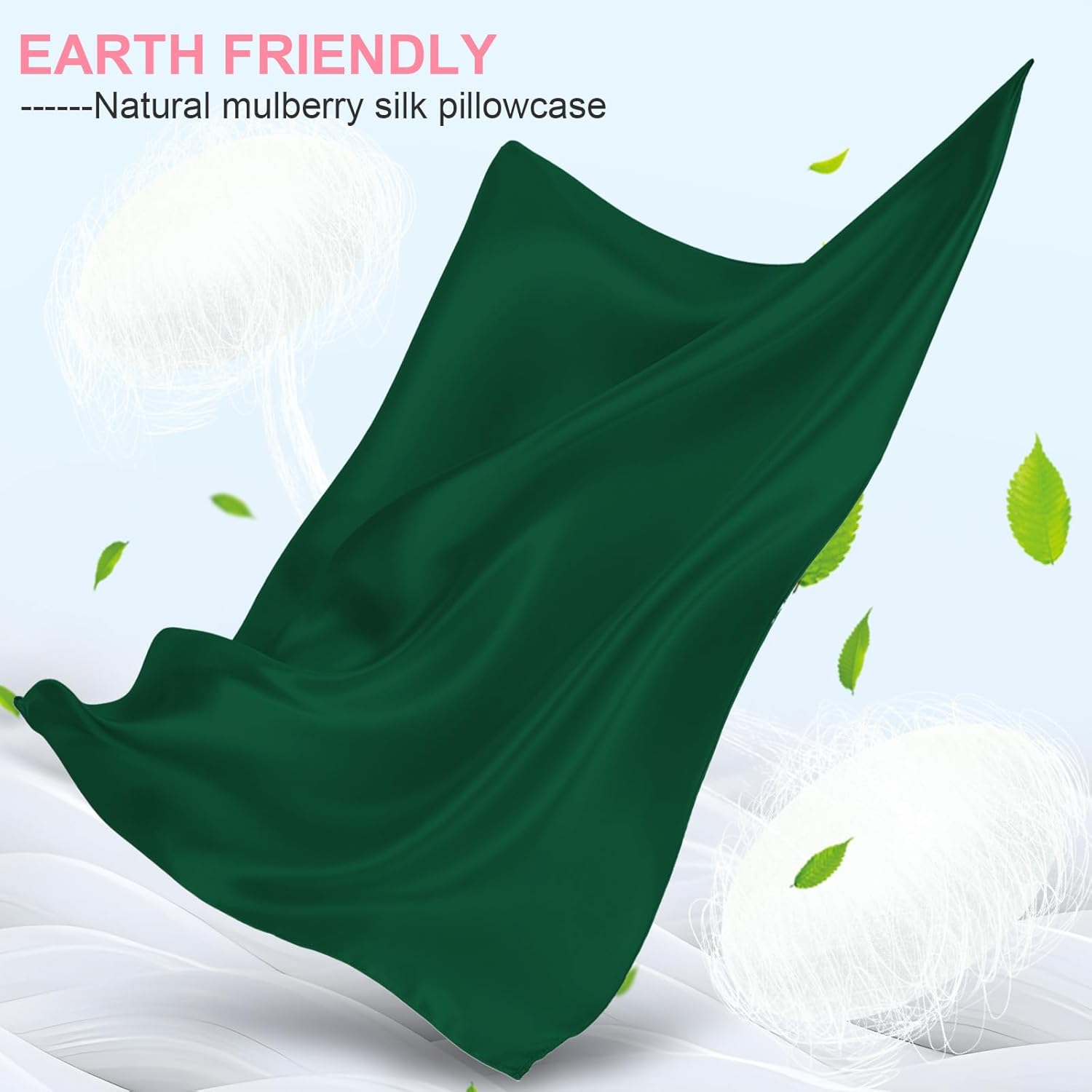 Skiennix Silk Pillowcases - 2 Pack Standard Size | Mulberry Silk for Hair & Skin - Olive Green