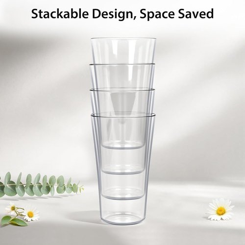 Freshmage Unbreakable Drinking Glasses - 20oz BPA-Free, Shatter-Proof, Stackable Tumblers | Set of 8 for Home & Outdoor Use