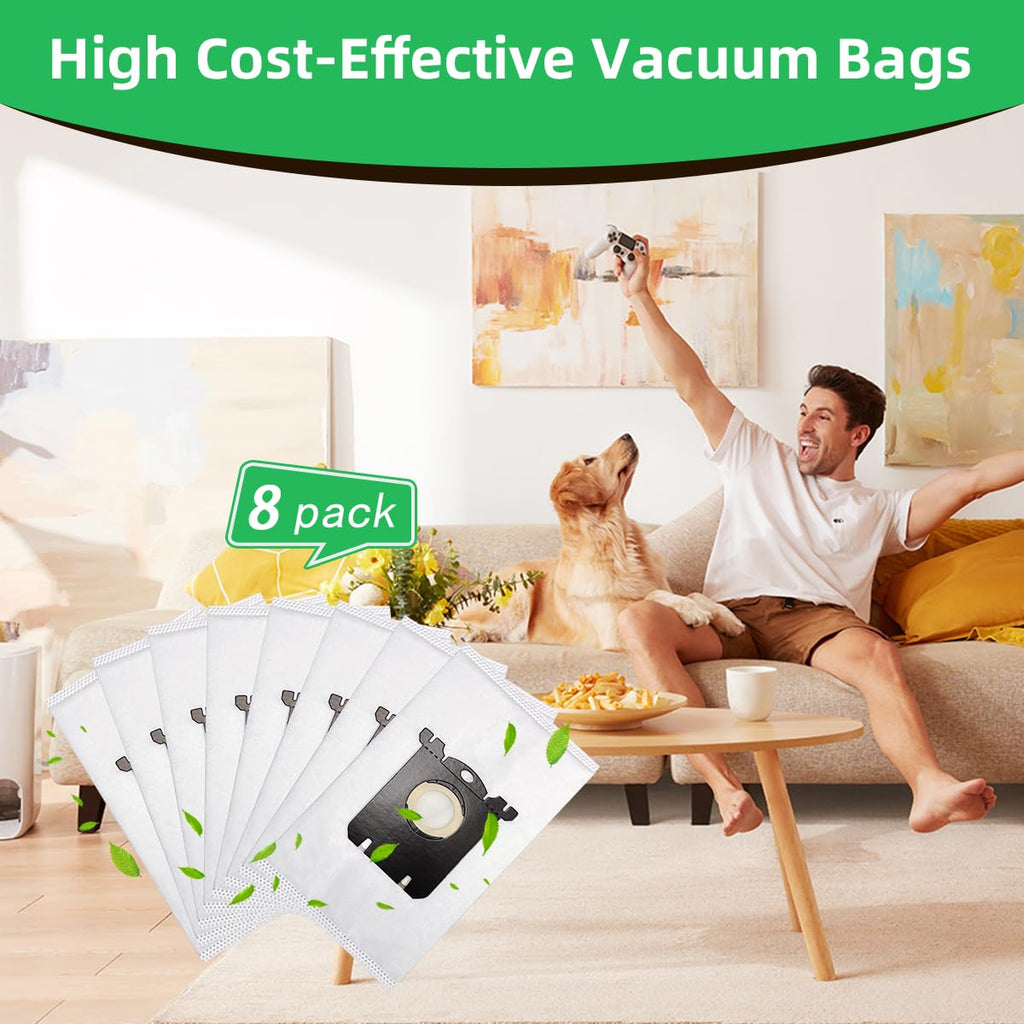 Replacement S Bag Compatible for Electrolux S-Bag Classic Vacuum EL200F EL200F EL4100 EL4200 EL6985 EL7000 EL8500 8 Pack