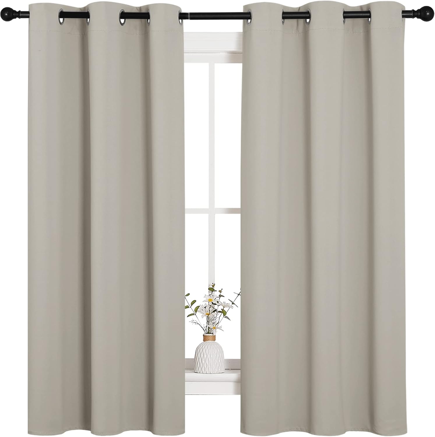 NICETOWN Natural Blackout Curtains - Thermal Insulated Room Darkening Drapes | 42 x 63 Inches, 1 Pair