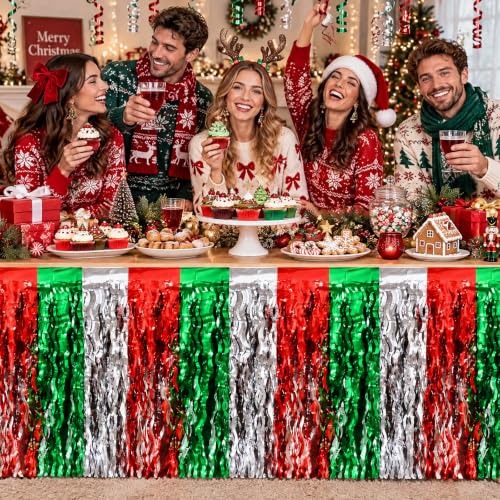 Christmas Party Decorations 4 Pack Red White Green Table Skirt - Christmas Color