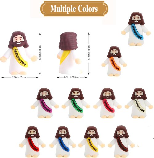 Little Jesus Figures - 100 Pack Mini Jesus Figurines for Sunday School & Easter Egg Stuffers