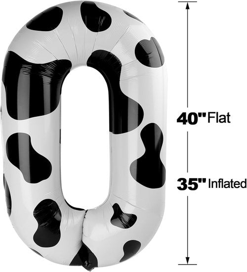 Cow Print Number Balloon - 40 Inch 0 Balloon for Farm Birthday Decorations | Perfect for Girls' Parties