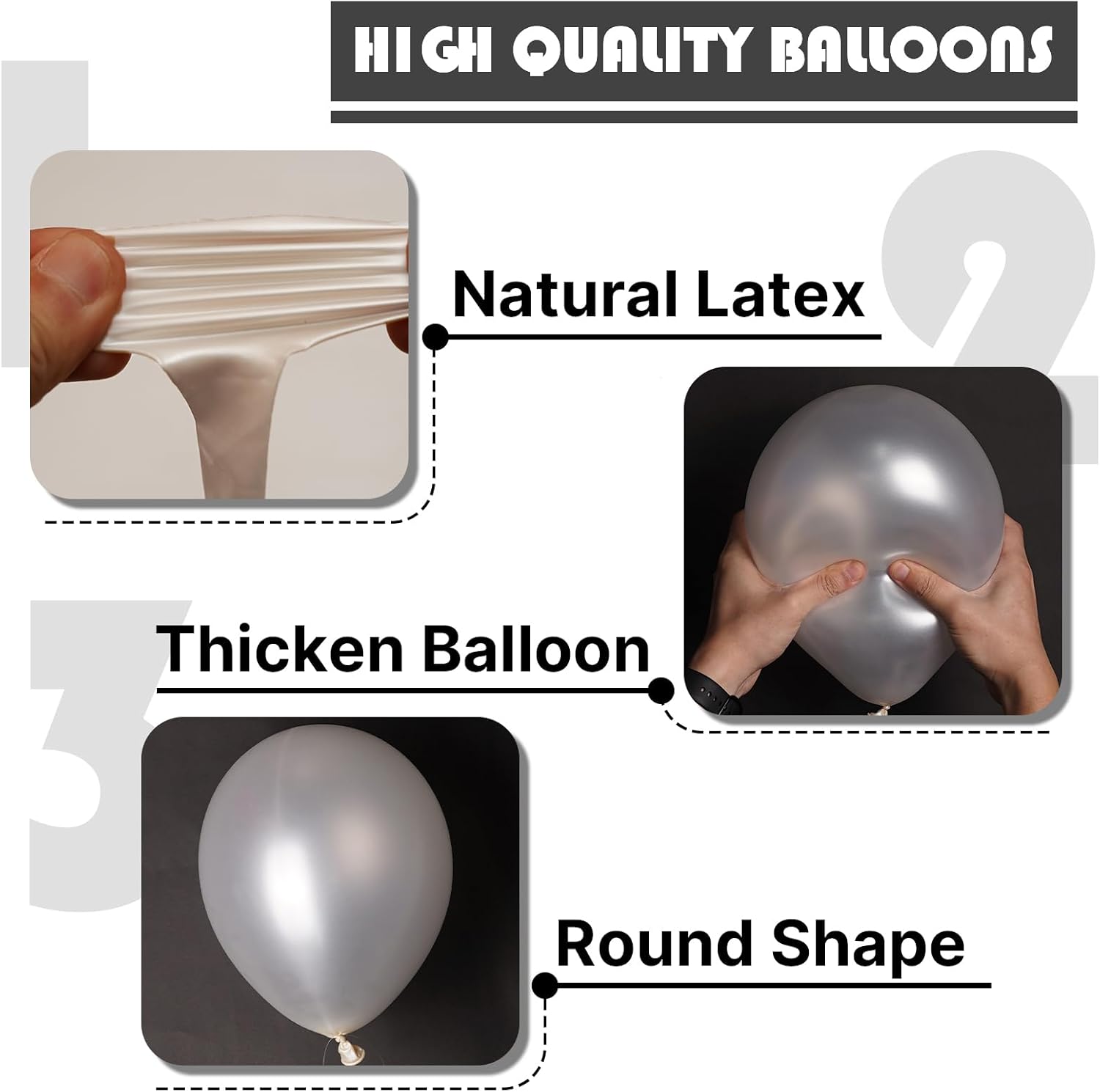 PartyWoo Pearl White Balloons - 152-Piece Metallic Latex Balloon Arch Kit | Wedding & Party Decor