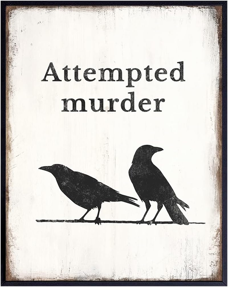 Raven Crow Typography Wall Art - Gothic 11x14 Poster for Home Aesthetic & Halloween Decor