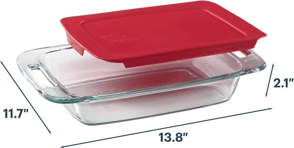 Pyrex Easy Grab 2-Qt Glass Baking Dish - Non-Toxic, BPA-Free Lid | Dishwasher & Microwave Safe