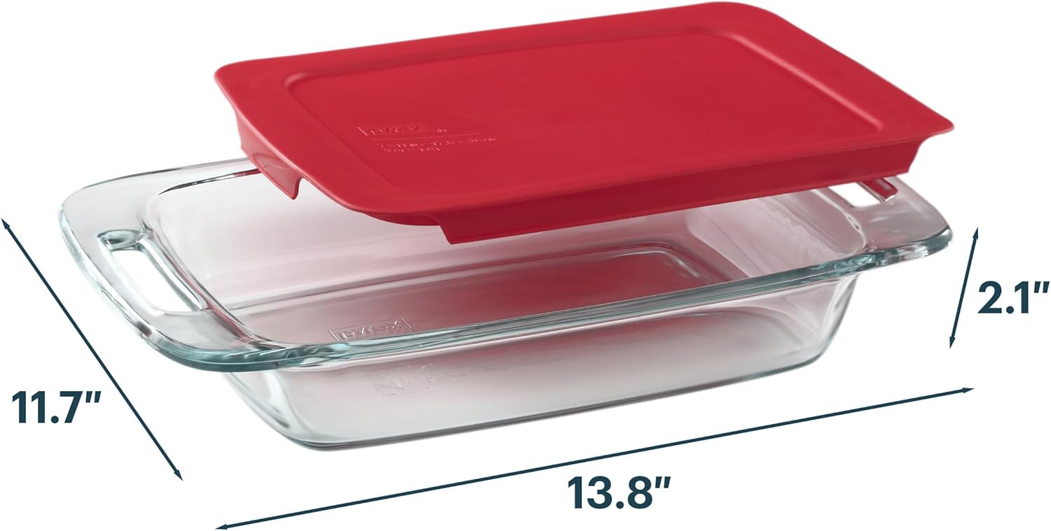 Pyrex Easy Grab 2-Qt Glass Baking Dish - Non-Toxic, BPA-Free Lid | Dishwasher & Microwave Safe