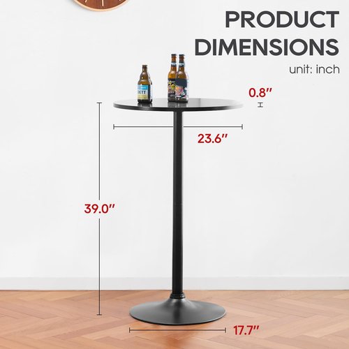 FDW Bistro Pub Table 40 Inch Height Cocktail Table Round Bistro Bar Table for Home, Kitchen Dining and Restaurant