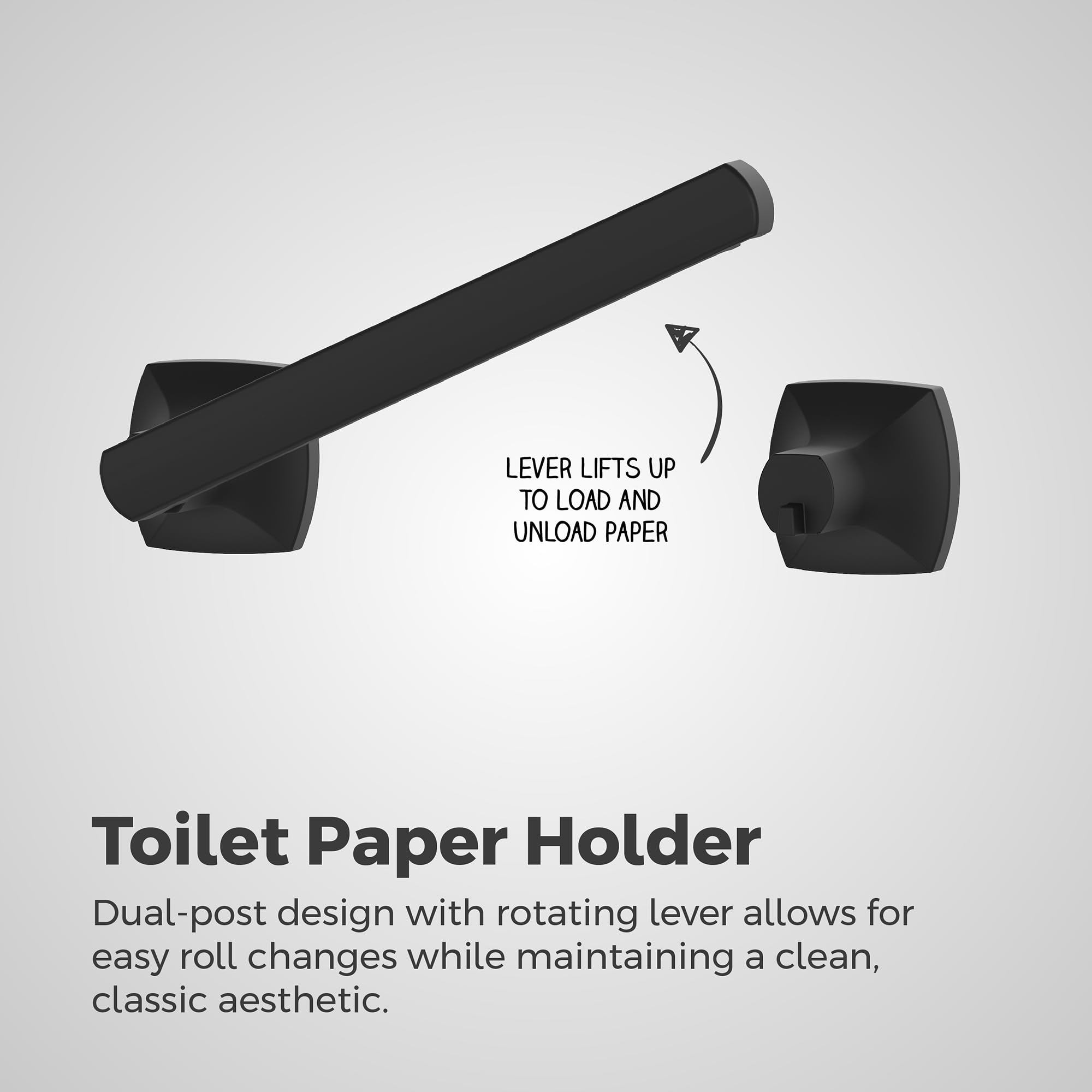 Pfister Vaneri Toilet Paper Holder, Bathroom Tissue Roll Holder, Wall-Mounted, Screw-In, Matte Black Finish, BPHVRI0B