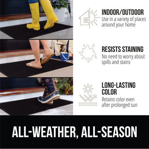 GORILLA GRIP® Ultra Absorbent Front Door Mat - Traps Dirt & Moisture, 29x17 Black, Stain & Fade Resistant