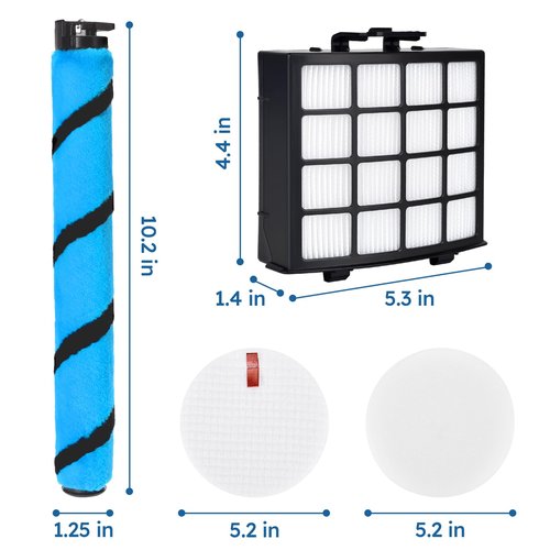 Attemart AZ2002 Filter Replacement for Shark Vertex DuoClean PowerFins AZ2000 AZ2002 UV2500 AZ2000W AZ2001AMZ Upright Vacuum, Part #1483FC2000 XHFAZ2000 XFFKAZ2000, 1 Brushroll, 2 + 6 Filters