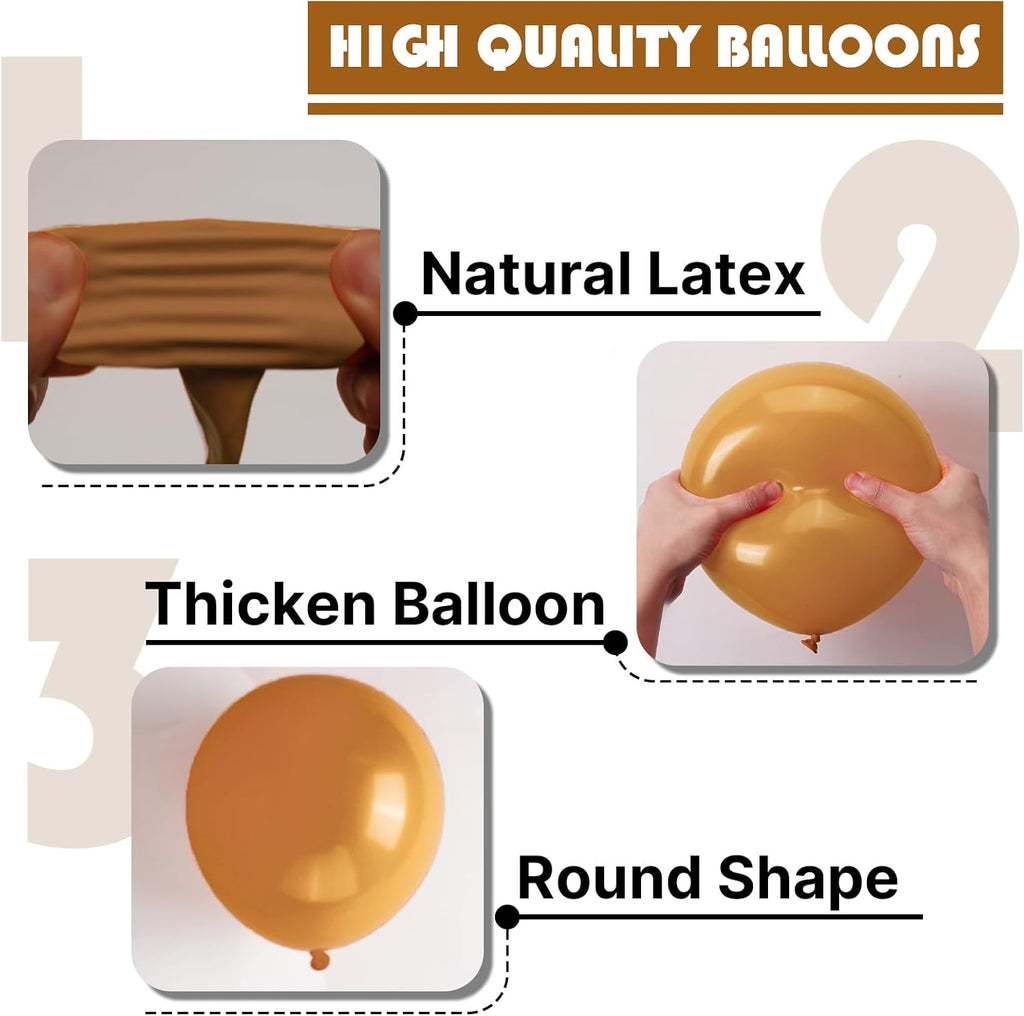 PartyWoo Tan Balloons - 120 Pcs Boho Neutral Latex Balloon Arch Kit for Birthday & Baby Showers | 5-18 Inch