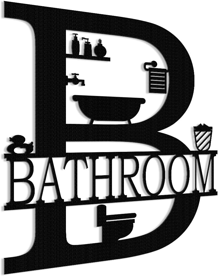 XORT Metal Bathroom Wall Art - Funny Farmhouse Decor Sign for Modern Homes | Black - 12 x 14 Inch