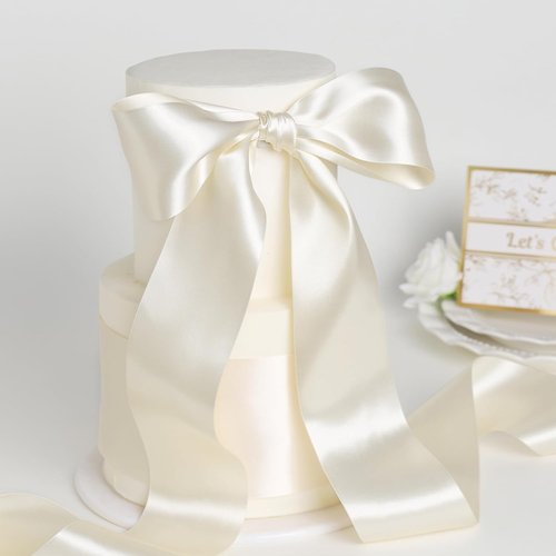 LaRibbons Ivory Satin Ribbon - 3 Inch x 10 Yards | Double-Faced for Bouquets, Sashes & Crafts