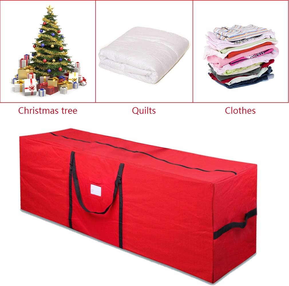 Skiennix Christmas Tree Storage Bag - Heavy Duty 600D Oxford for 7.5 Ft Trees | Durable Red Design with Dual Zipper & Handles