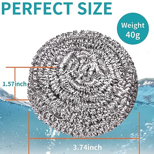 Carrie Joe 6-Pack Heavy Duty Stainless Steel Scrubber Pads 40g Each Kitchen Cleaning