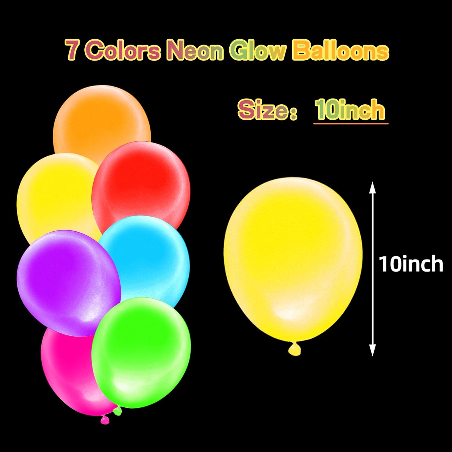 Voircoloria 12-Inch UV Neon Balloons - 105pcs Glow in the Dark Party Decorations for Birthdays & Events