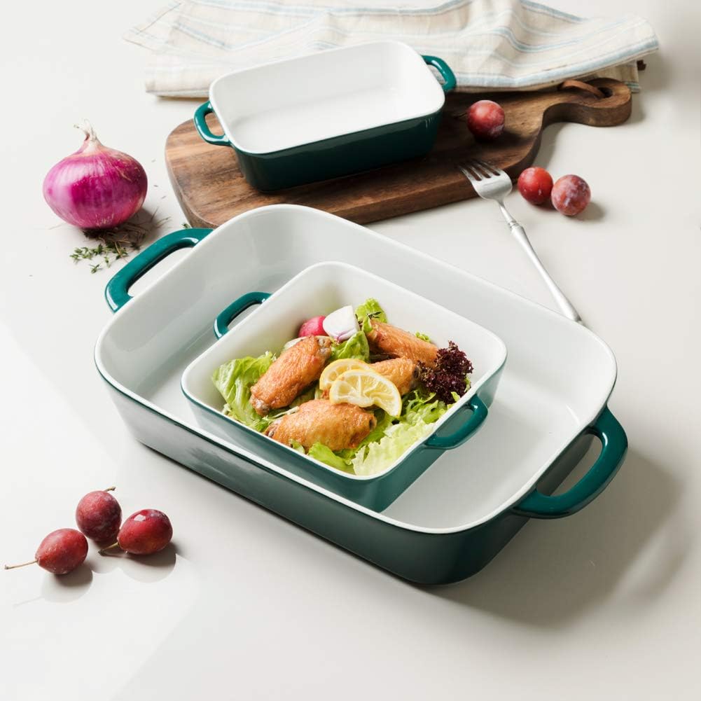 Sweejar Ceramic Bakeware Set - Rectangular Baking Dish for Casseroles & Daily Cooking | White Porcelain